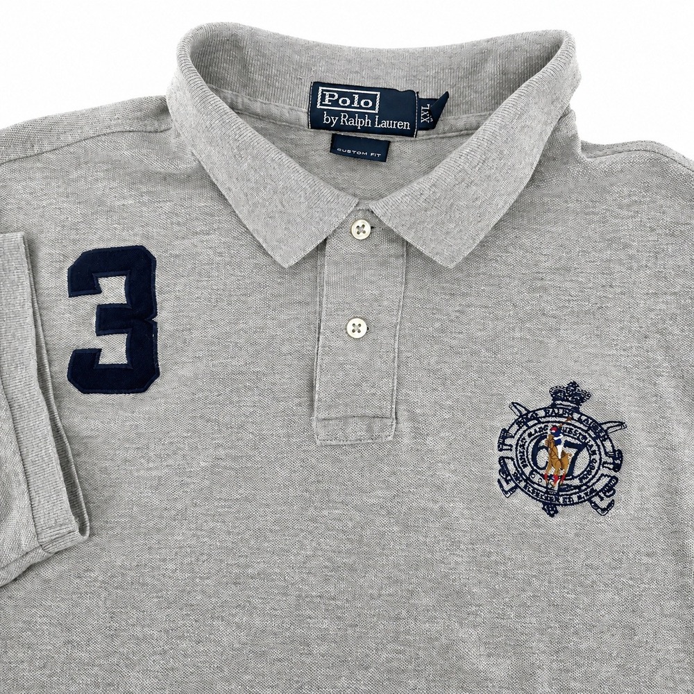 Vintage Polo Ralph Lauren Polo Shirt Bleeker Patch No. 3 Gray Cotton Size XXL